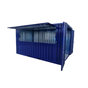 Blauwe bar container 3 x 2 meter product foto met een witte achtergrond