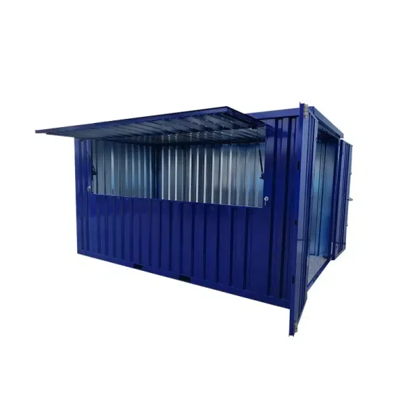 Blauwe bar container 3 x 2 meter product foto met een witte achtergrond