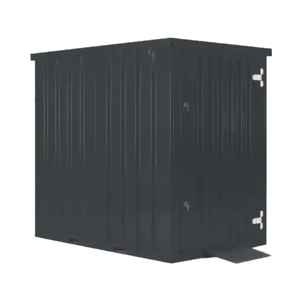 Antraciet gekleurde tuinschuur container, product foto met een witte achtergrond