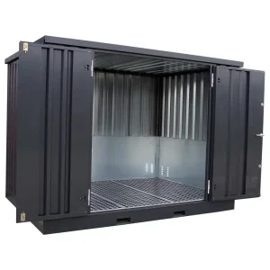 Chemische container 2 x 2 – Dubbele deur lange zijde RAL 7021