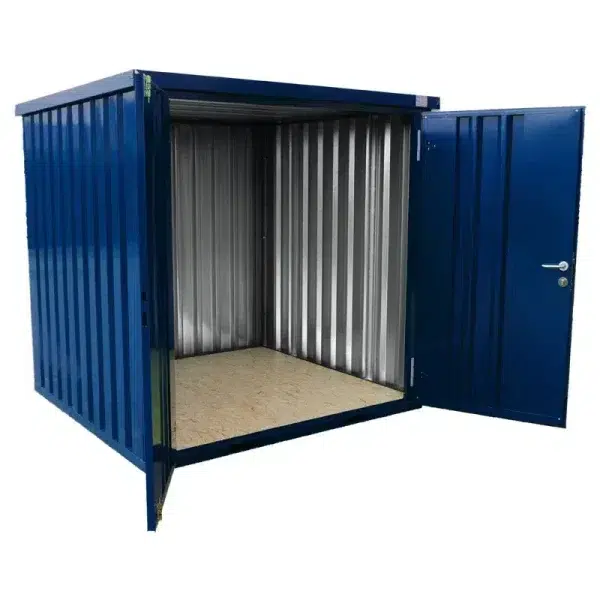 Gekleurde container in het blauw met open deuren productfoto