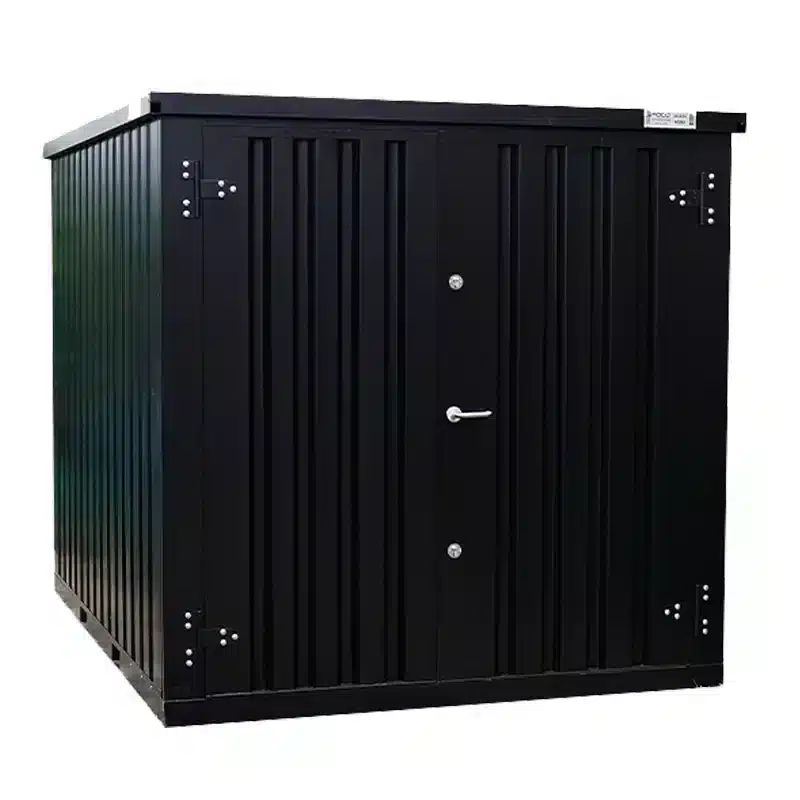 demontabele container 10ft opslagcontainer in de achter tuin.