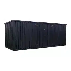 Demontabele 20ft container Zwart 6 x 2 dubbele deur lange zijde