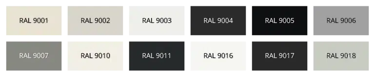 Verschillende zwart wit tinten van een RAL kleur