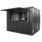 Een zwarte barcontainer met een open luik die ook weer geen achtergrond heeft